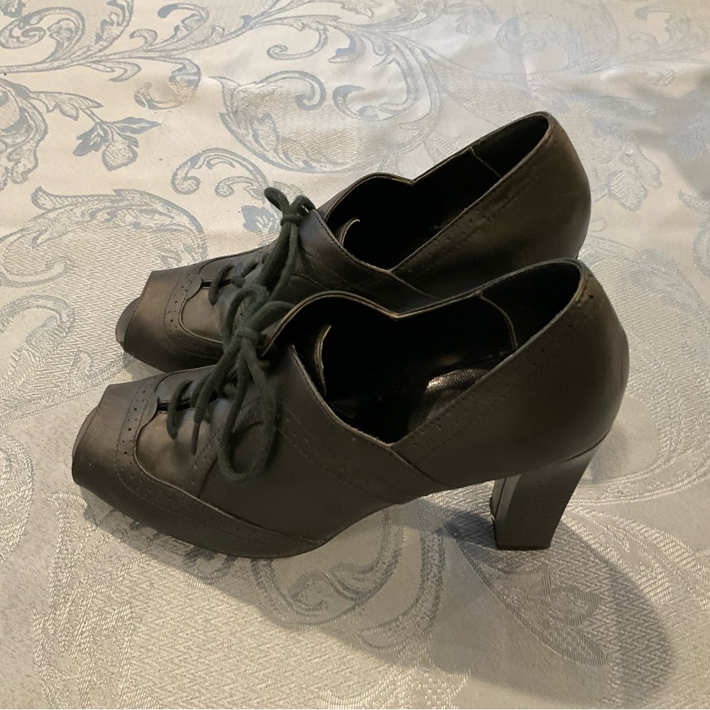 Black Peep Toe 3.5 Inch Ankle Boots